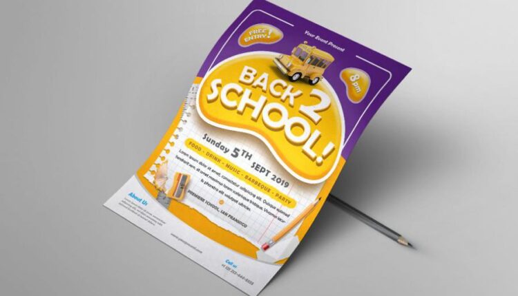فایل لایه باز تراکت بازگشایی مدارس   Back To School Flyer