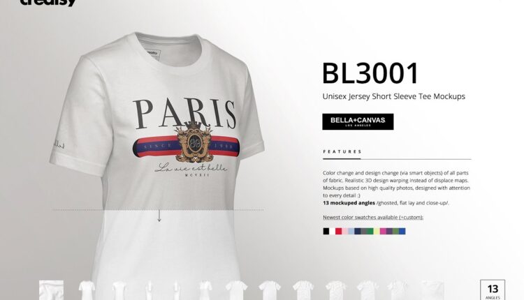 موکاپ تیشرت دخترانه پارچه ای   Bella Canvas Mockup