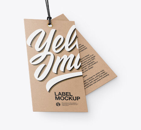 موکاپ لیبل کرافت   Two Kraft Labels With Rope Mockup