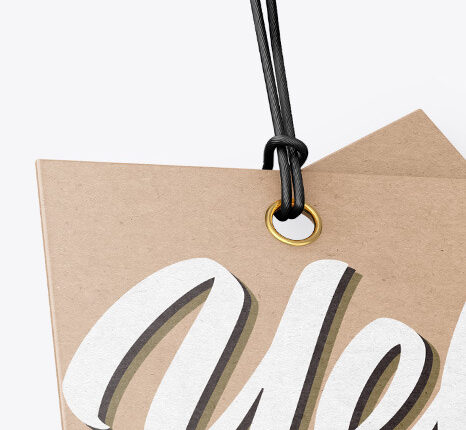 موکاپ لیبل کرافت   Two Kraft Labels With Rope Mockup