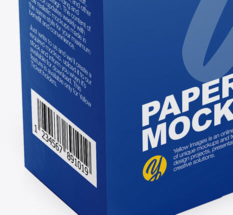 موکاپ بسته بندی کاغذی در نمای سه رخ   Paper Box Mockup