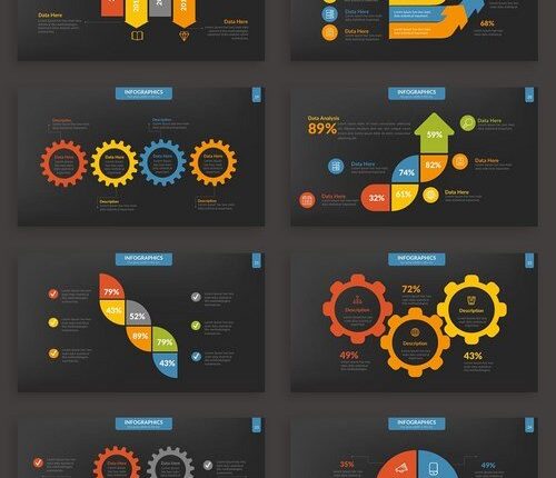قالب های آماده پاورپوینت تیره   Dark Infographic Powerpoint