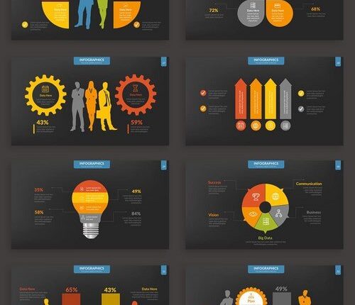 قالب های آماده پاورپوینت تیره   Dark Infographic Powerpoint