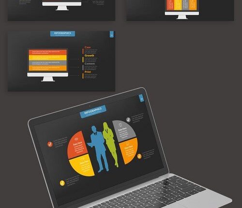 قالب های آماده پاورپوینت تیره   Dark Infographic Powerpoint