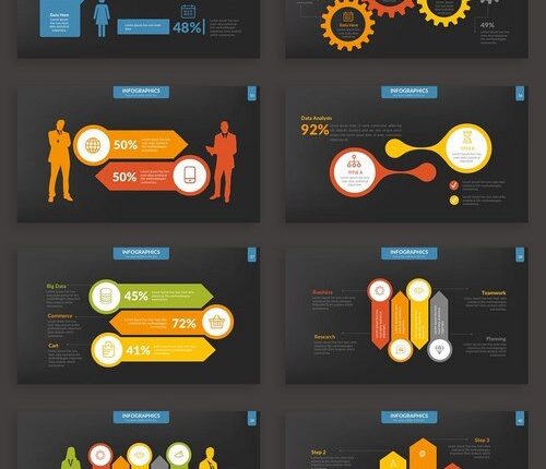 قالب های آماده پاورپوینت تیره   Dark Infographic Powerpoint