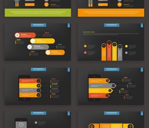قالب های آماده پاورپوینت تیره   Dark Infographic Powerpoint