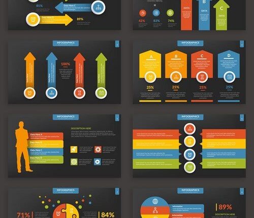قالب های آماده پاورپوینت تیره   Dark Infographic Powerpoint