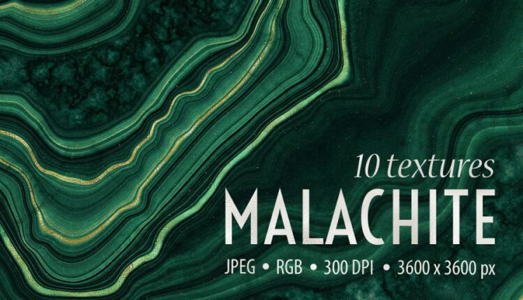 10 تکسچر طلایی و مرمر سبز   Malachite & Gold Textures