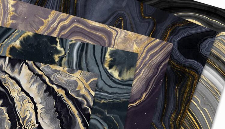 10 تکسچر طلایی و بافت سنگ زمین شناسی   Gold Veined Agate Stone Textures