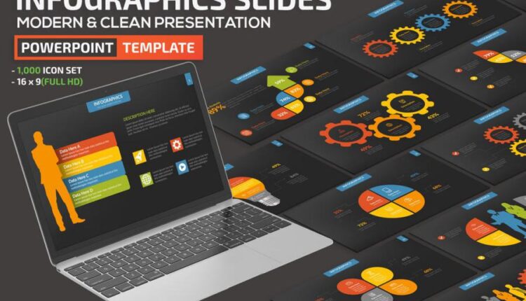 قالب های آماده پاورپوینت تیره   Dark Infographic Powerpoint