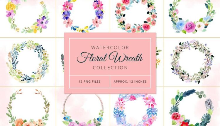 تصاویر png حلقه گل های آبرنگی   Watercolor Floral Wreaths