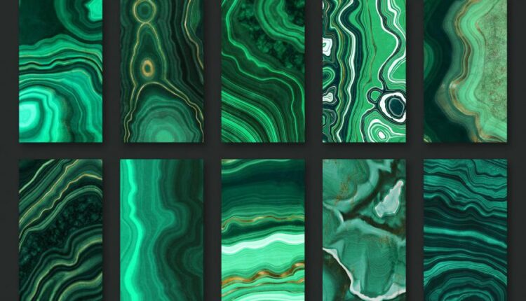 10 تکسچر طلایی و مرمر سبز   Malachite & Gold Textures