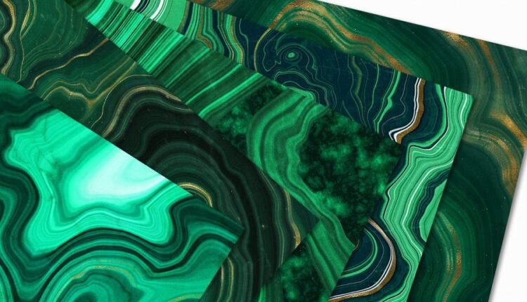 10 تکسچر طلایی و مرمر سبز   Malachite & Gold Textures
