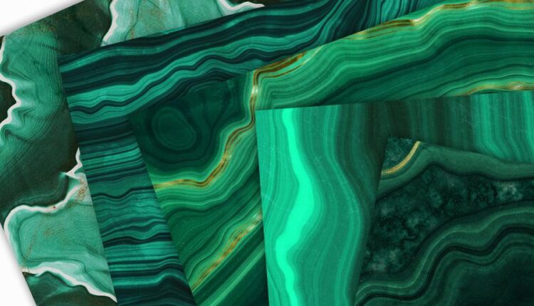 10 تکسچر طلایی و مرمر سبز   Malachite & Gold Textures