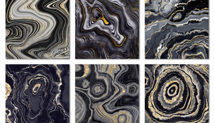 10 تکسچر طلایی و بافت سنگ زمین شناسی   Gold Veined Agate Stone Textures