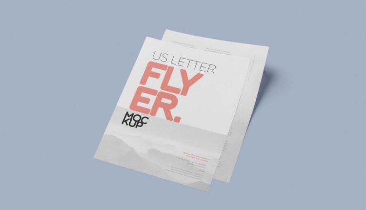 موکاپ سربرگ و تراکت   US Letter Flyer Mock Up