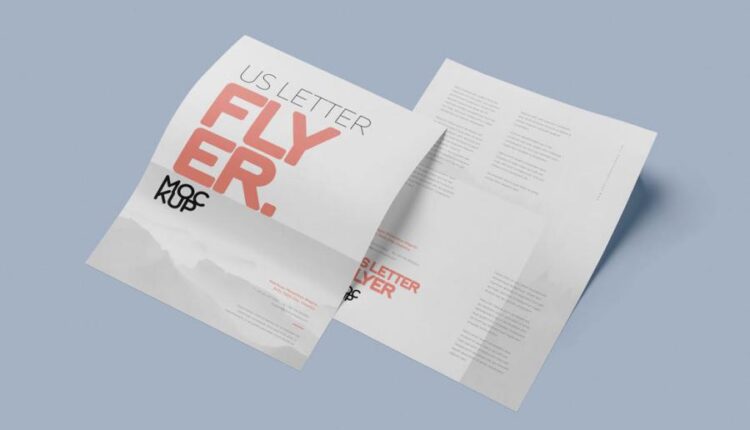 موکاپ سربرگ و تراکت   US Letter Flyer Mock Up