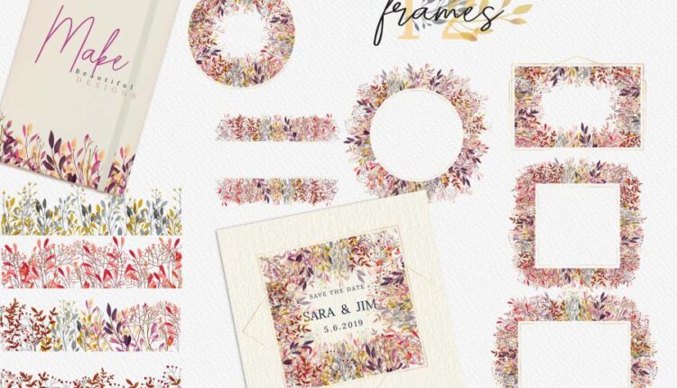 تصاویر png برگ و گل های آبرنگی پاییزی   Fall in Love Watercolor