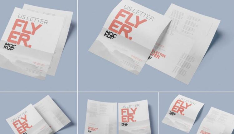 موکاپ سربرگ و تراکت   US Letter Flyer Mock Up