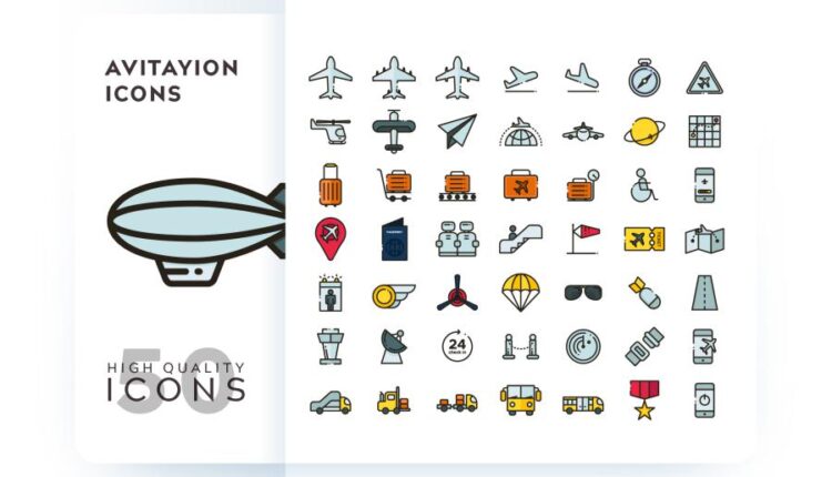 مجموعه آیکون های خطی و فلت رنگی با موضوعات مختلف   Icons Pack