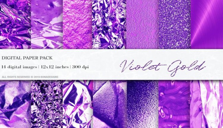 تکسچر های طلایی و بنفش   Gold Violet Textures Gold Foil