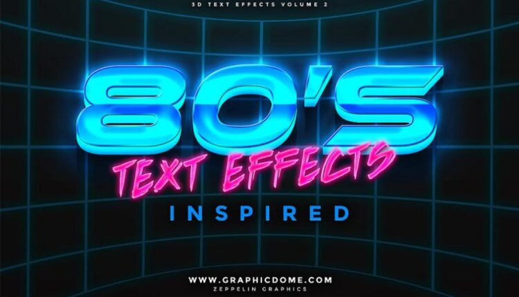 مجموعه 80 افکت نورانی نوشته   80s Text Effects