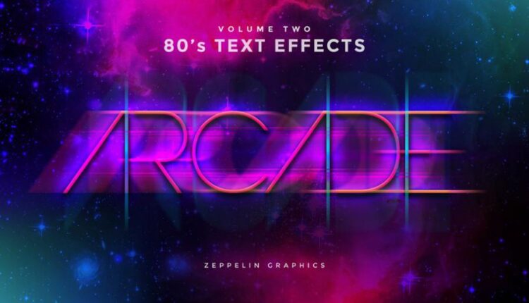 مجموعه 80 افکت نورانی نوشته   80s Text Effects