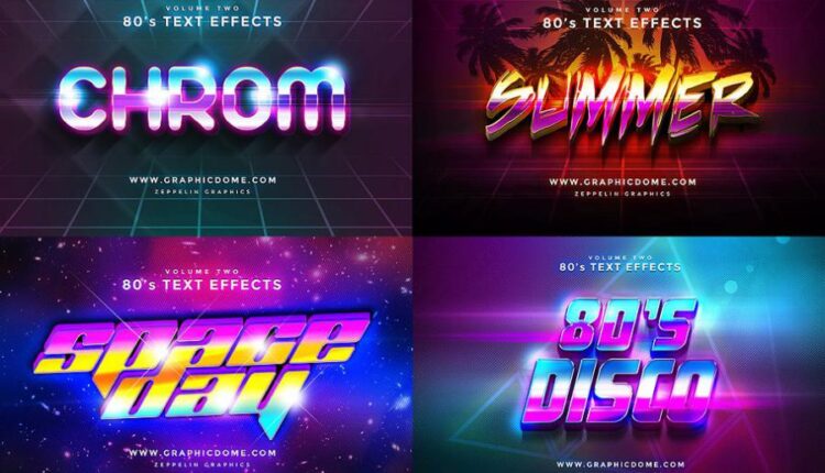 مجموعه 80 افکت نورانی نوشته   80s Text Effects