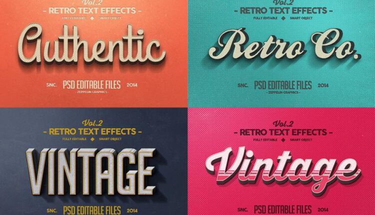 افکت های برجسته برای نوشته   Vintage Text Effects