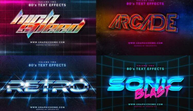 مجموعه 80 افکت نورانی نوشته   80s Text Effects