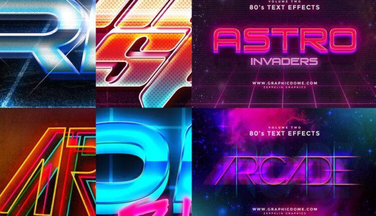 مجموعه 80 افکت نورانی نوشته   80s Text Effects