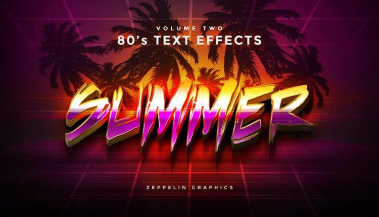 مجموعه 80 افکت نورانی نوشته   80s Text Effects