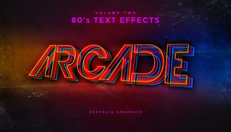 مجموعه 80 افکت نورانی نوشته   80s Text Effects