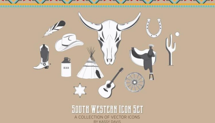 آیکون های وسترن و کابویی   South Western Vector Icon