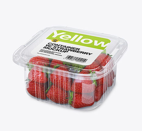 موکاپ بسته بندی شفاف میوه جات   Strawberry Mockup
