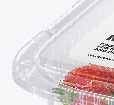 موکاپ بسته بندی شفاف میوه جات   Strawberry Mockup