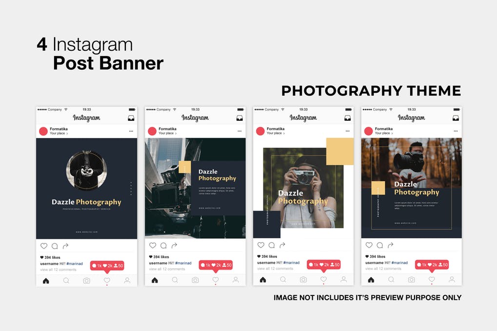 4 قالب لایه باز پست اینستاگرام با موضوع عکاسی Instagram