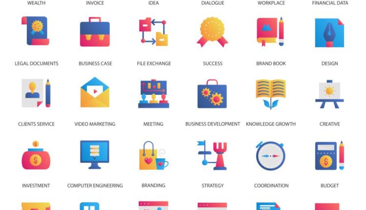 آیکون های وکتوری تجاری   gradient business icons
