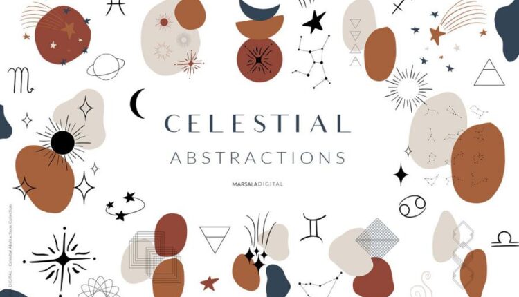 تصویرسازی های وکتوری فضا و نجوم   Celestial Abstract Set