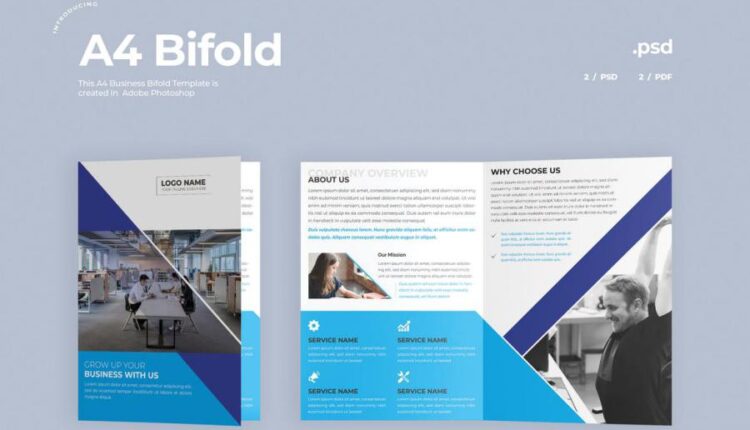 طرح لایه باز بروشور شرکتی   Business Bifold Brochure 5