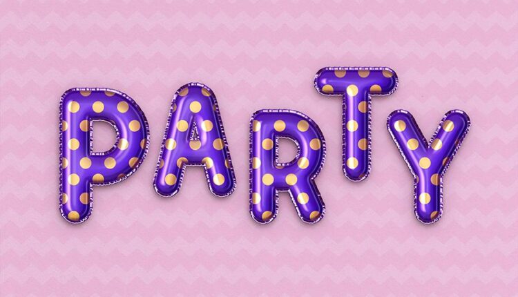 فایل لایه باز افکت بادکنک فویلی نوشته و اشکال   Foil Balloon