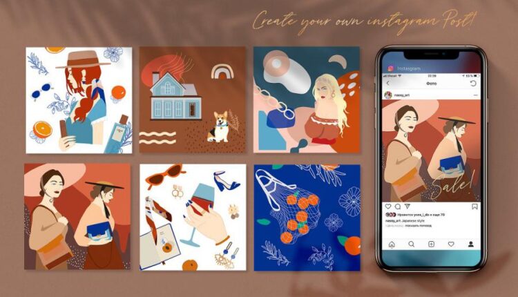 مجموعه طرح  وکتور و کلیپ آرت کلاژ دختر   Josephine Collage Set