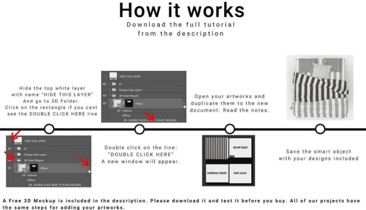 موکاپ رو تختی و تخت دو نفره   Bedroom Textile Set