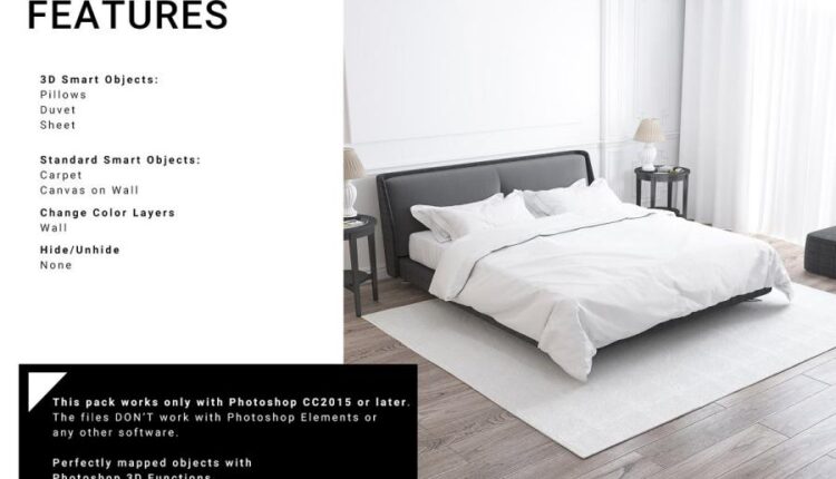 موکاپ رو تختی و تخت دو نفره   Bedroom Textile Set