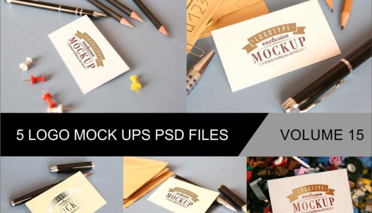 موکاپ کارت ویزیت سلفون   Photo Realistic Mock ups Set of 5