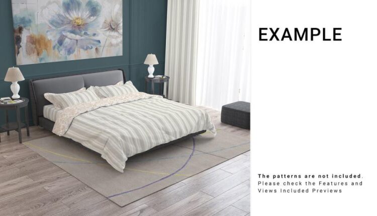 موکاپ رو تختی و تخت دو نفره   Bedroom Textile Set