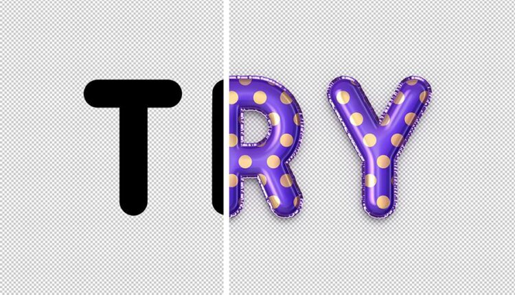 فایل لایه باز افکت بادکنک فویلی نوشته و اشکال   Foil Balloon