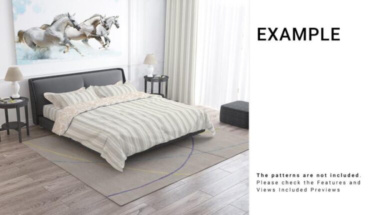 موکاپ رو تختی و تخت دو نفره   Bedroom Textile Set