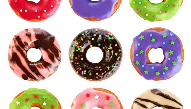 عکس استوک دونات شکلاتی و خامه ای   Donuts chocolate