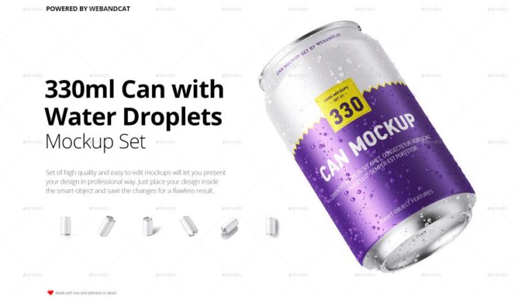 موکاپ قوطی نوشابه   330ml Can Mockup Set